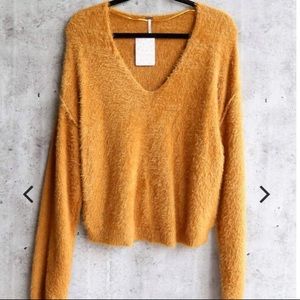 Free people fuzzy yellow sweater
